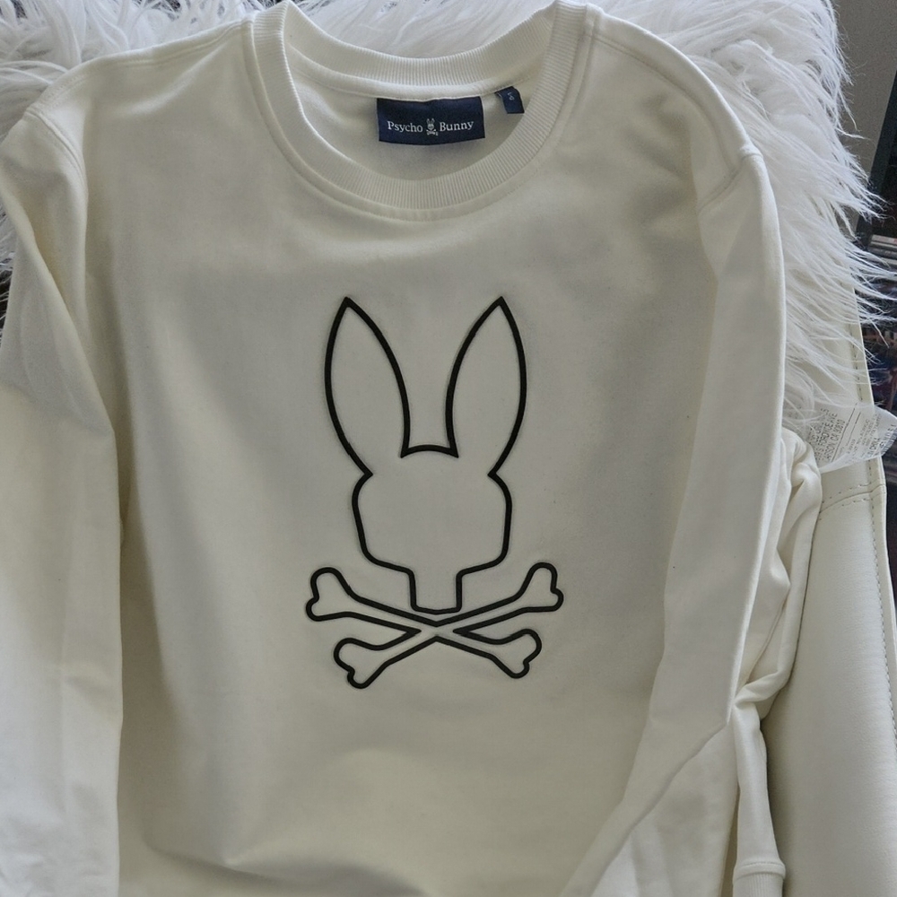 Psycho Bunny Cream Sweatshirt with Bunny Graphic